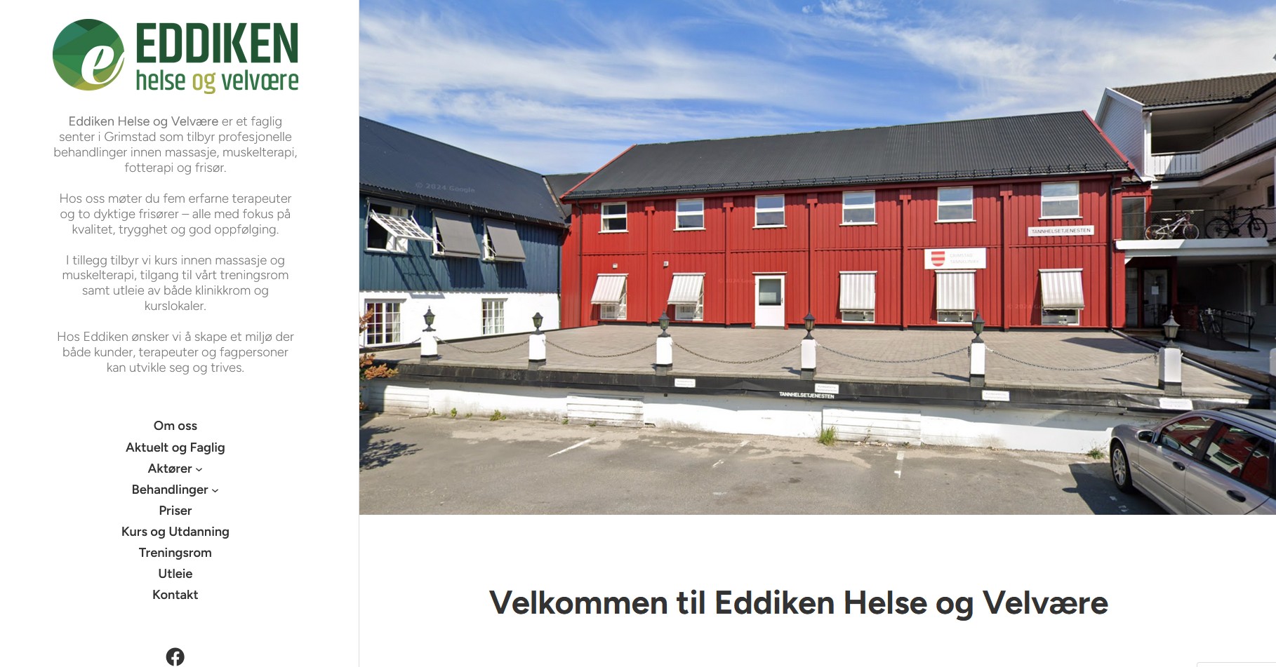 Screeenshot of Eddiken Helse & Velvære Website, Skjermbilde av Eddiken Helse & Velvære hjemmeside